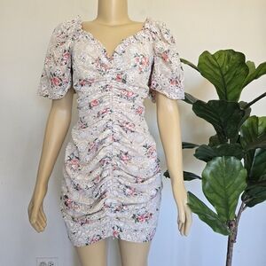 Lavish Alice Off Shoulder Mini Eyelet Mini Dress Embroidered Size 10 Women's